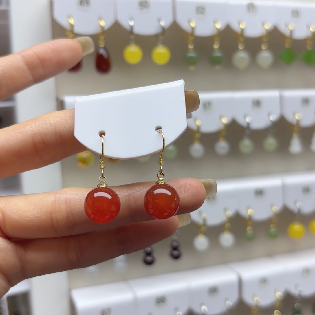 银S925镶嵌耳饰玛瑙/玉髓