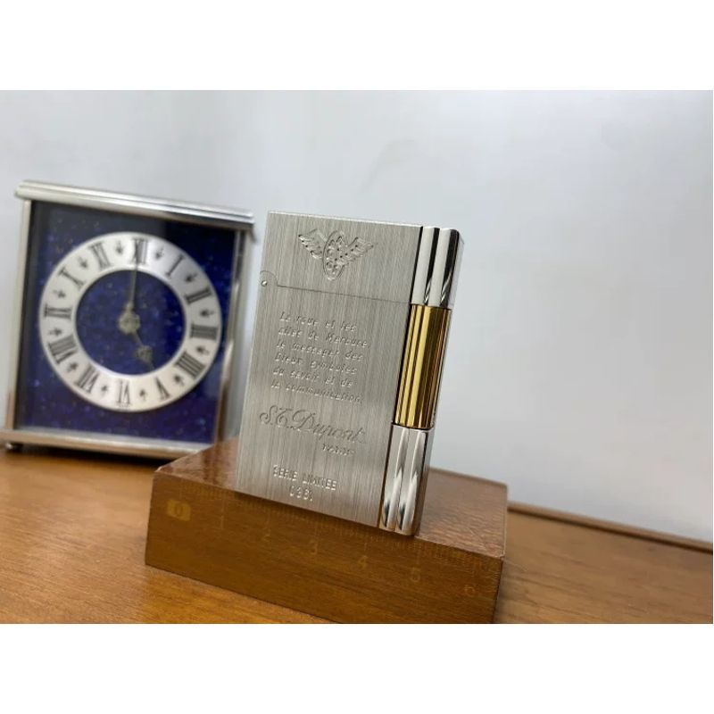 原装正品 S.T.Dupont都彭~盖茨比银色间金中号限量款打火机Ax