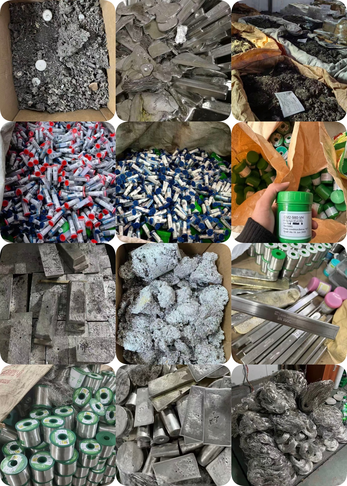 回收，锡膏(工厂报废过期锡膏），锡丝，锡条含银锡，305锡，0307锡等金