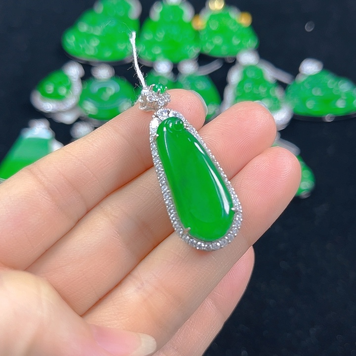 翡翠银S925镶嵌吊坠(不含链)