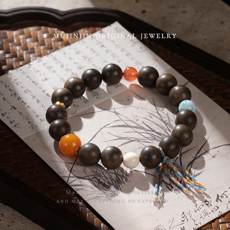 【木槿槿】天然蜜蜡手链女款约10m设计款国风轻奢串珠手串时尚饰品