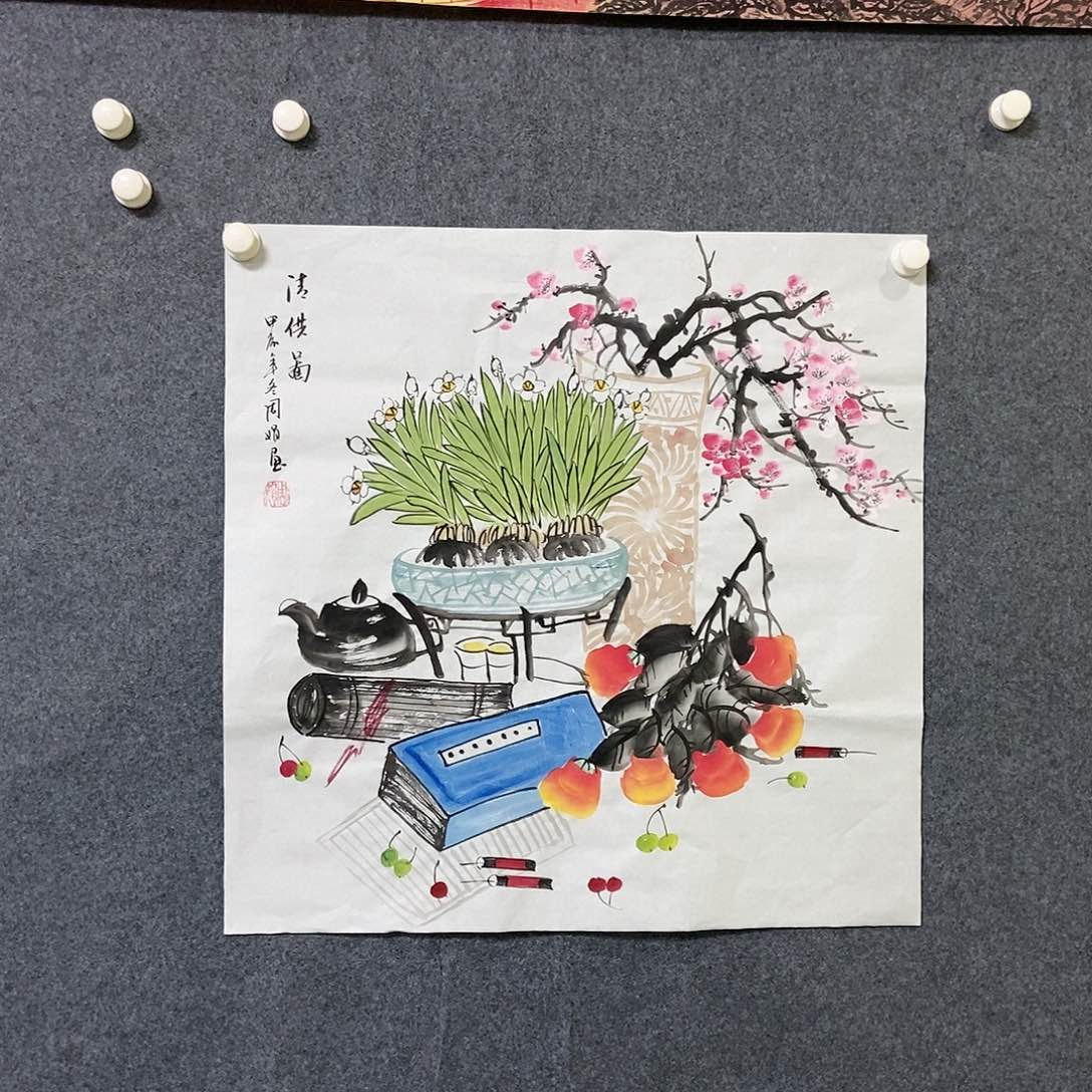 国画四尺斗方一副