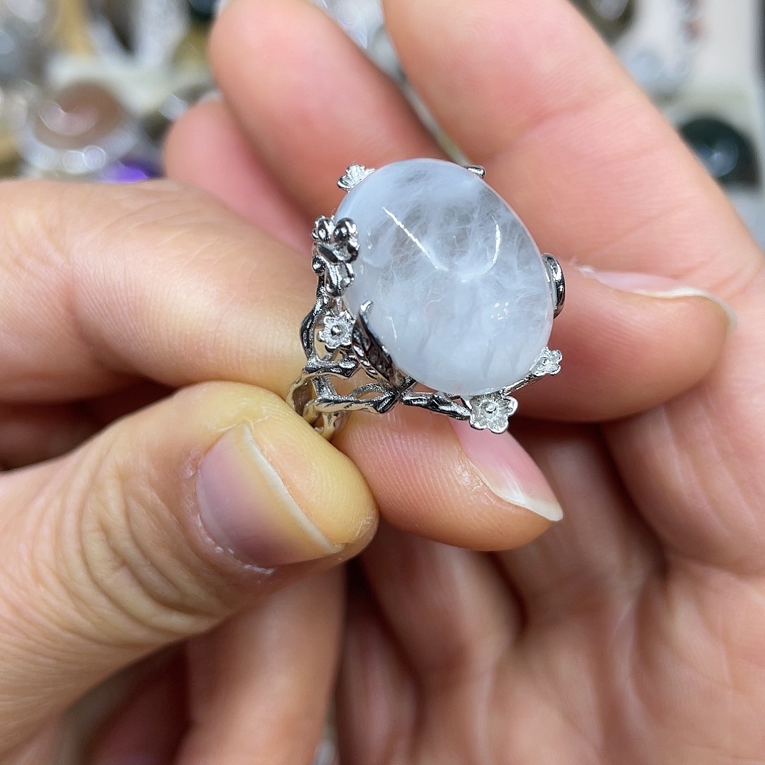 【闪购商品】银S925镶嵌珠宝半成品水晶戒指