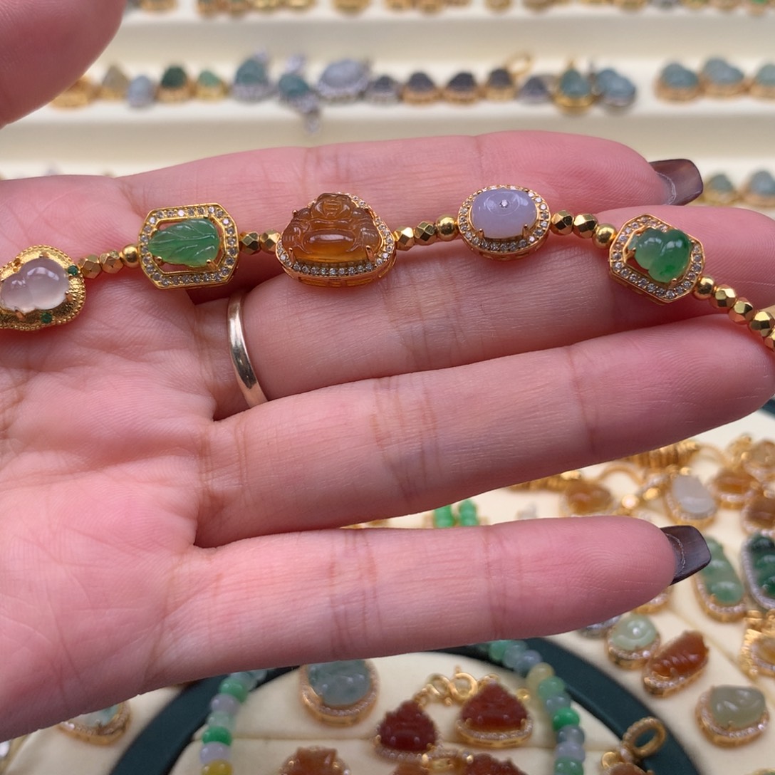 翡翠银S925镶嵌颈饰手链