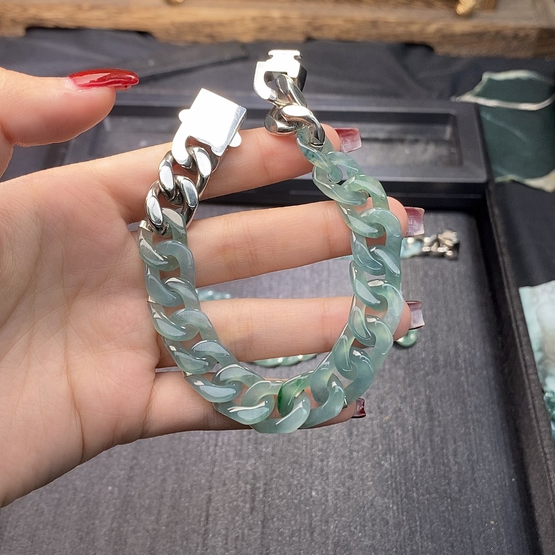 翡翠未镶嵌手链古巴链