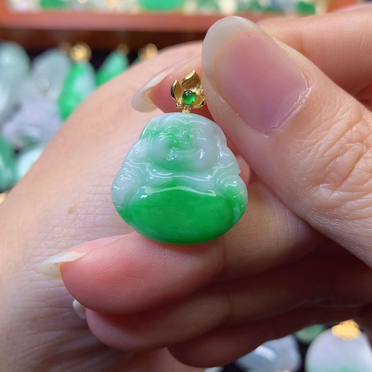 【闪购商品】吊坠(不含链)18K金镶嵌翡翠彤*鸭