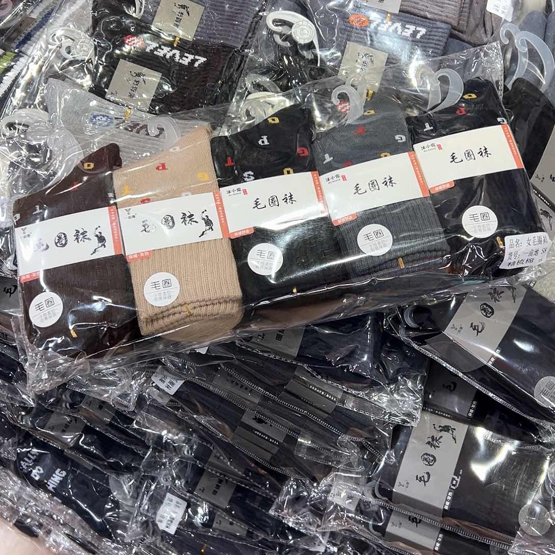 棉女士加厚毛圈袜五双