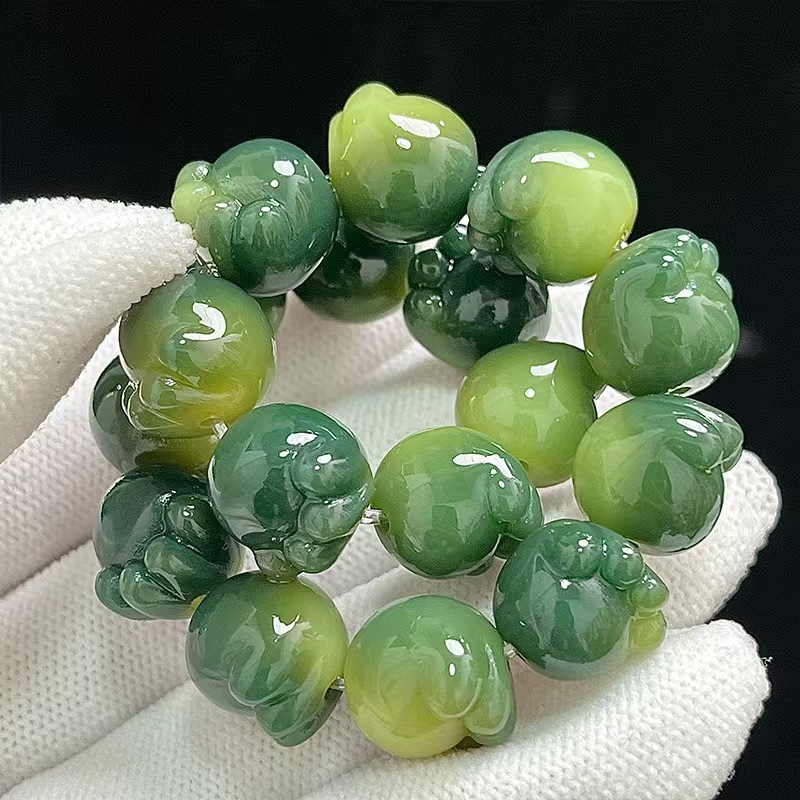 尼泊尔天然菩提手串12*13小青柠猫抓