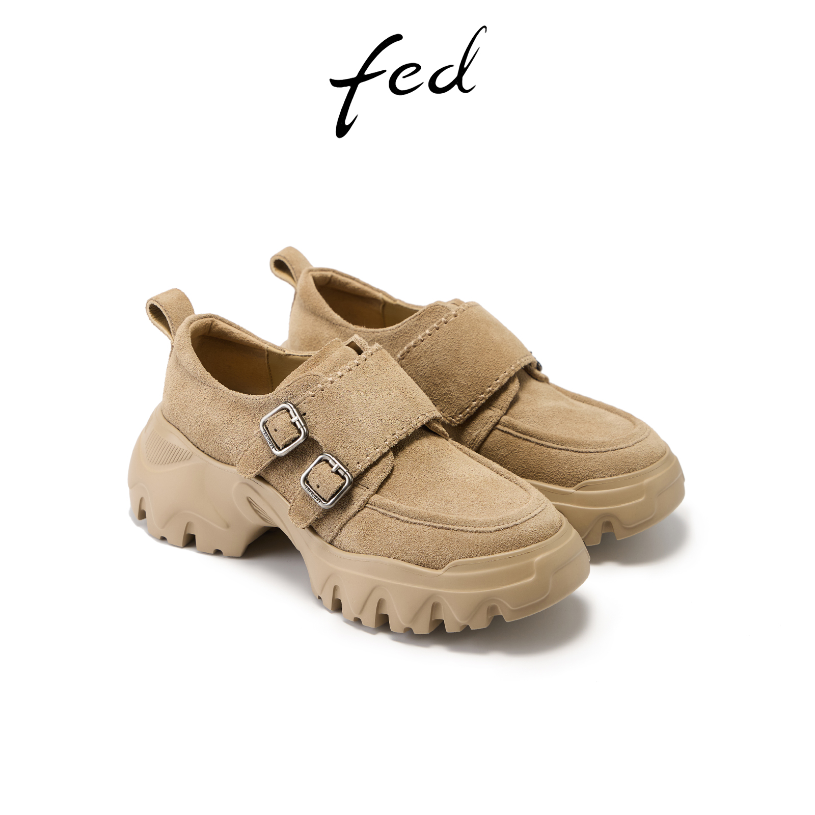 fed英伦风乐福鞋春季新款女鞋真皮单鞋厚底松糕鞋女FVX003