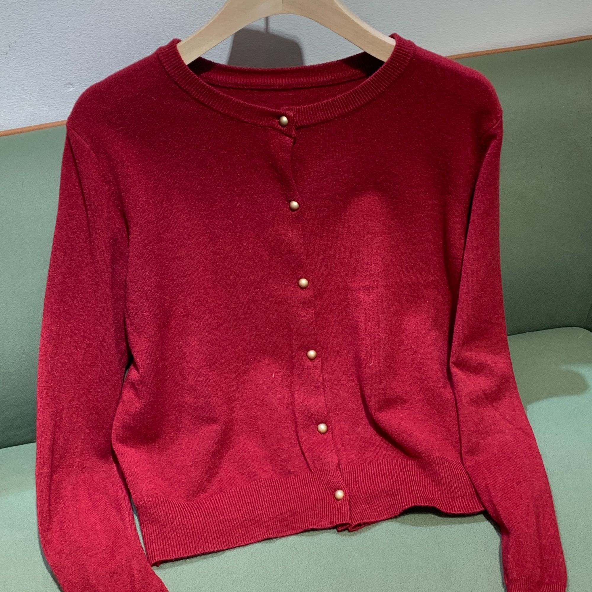 打底衫针织毛衫毛衣气质长袖时尚百搭红色羊绒圆领