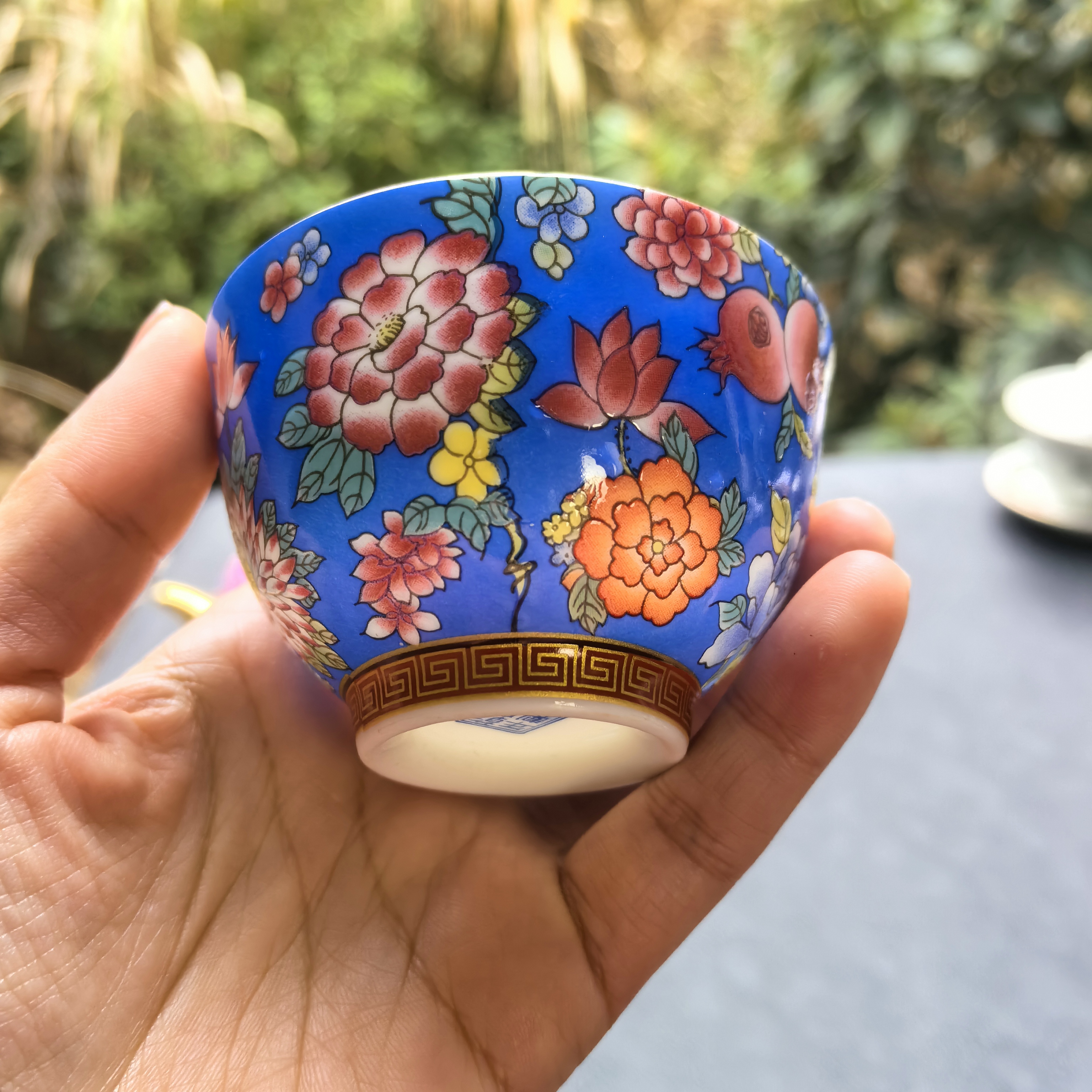 蓝色万花单杯陶瓷单杯