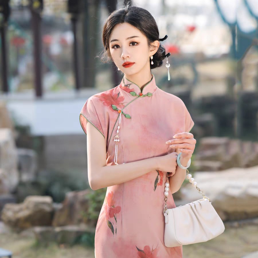 桃花源记125左右年轻淑女风长款旗袍2025年夏新款日常可穿新中式