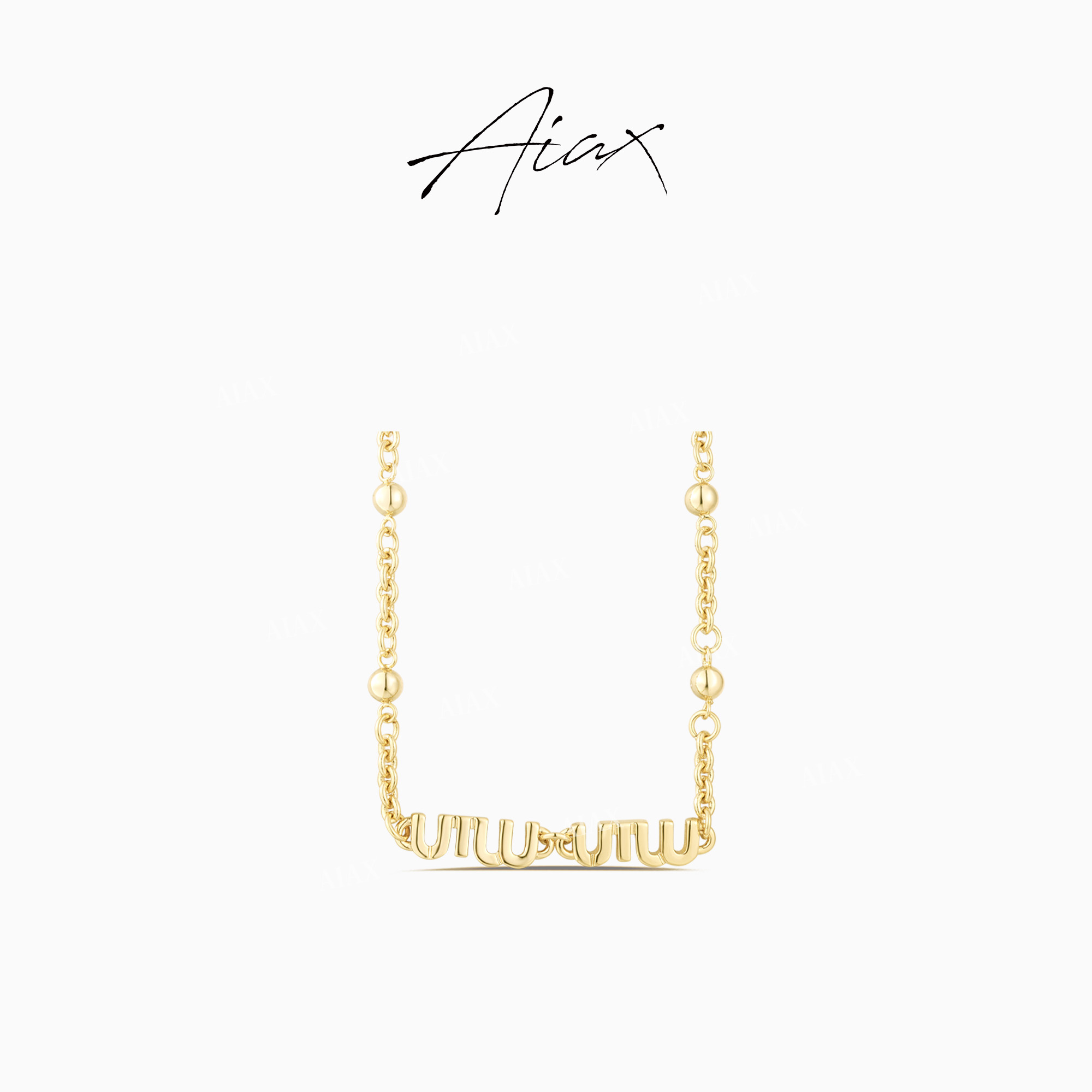 AIAX 镀K金 小众法式气质时尚经典金属风字母项链TSJ9374
