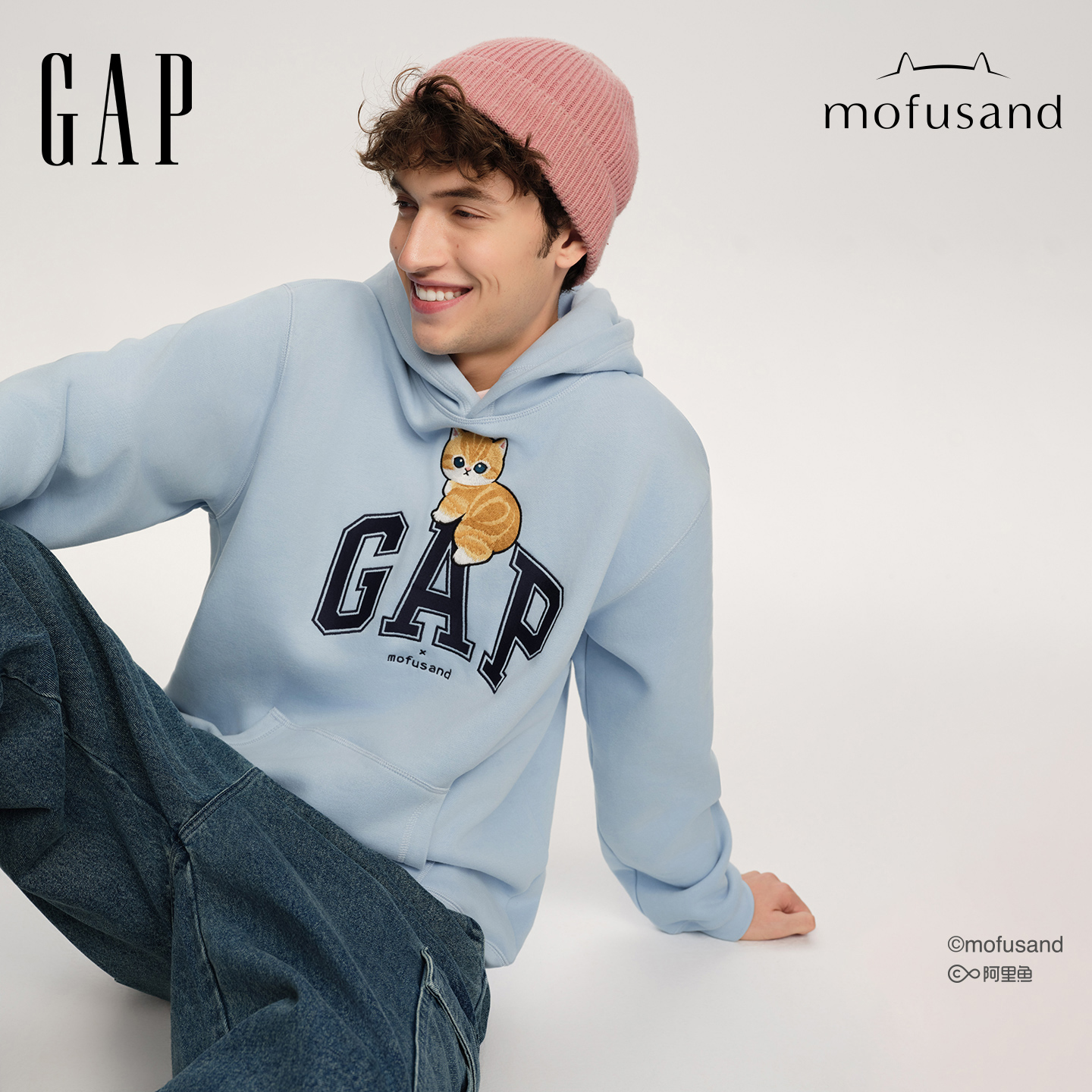 【mofusand 猫福珊迪联名】Gap男女2026春季抓绒连帽套头卫衣786808