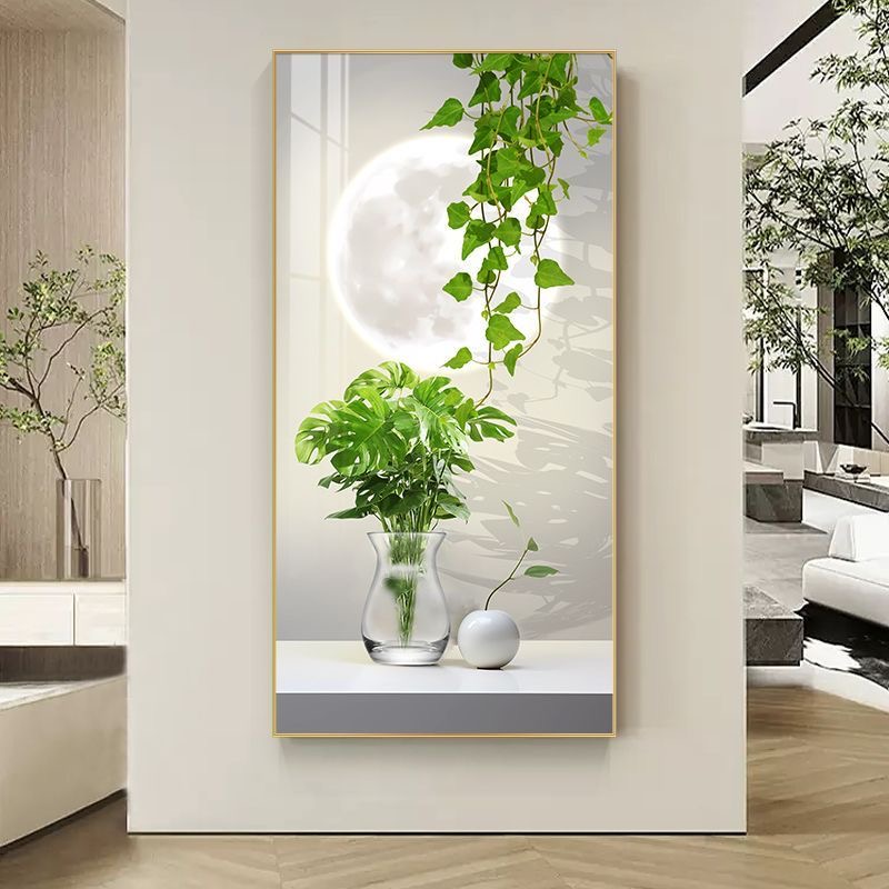 北欧风格小清新绿植玄关装饰画竖版走廊过道挂画