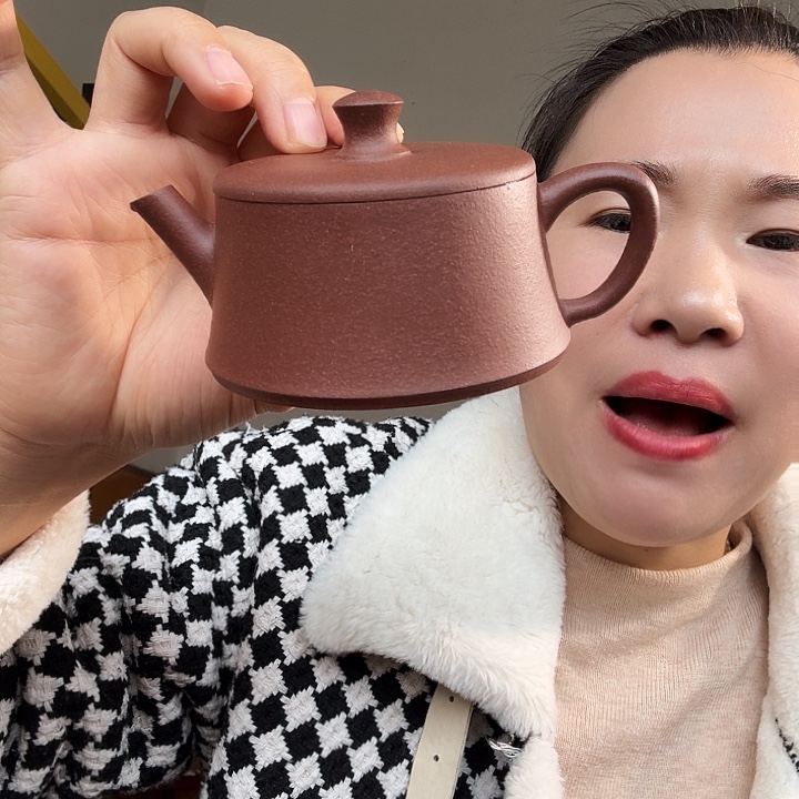 紫砂茶壶紫泥云柱150