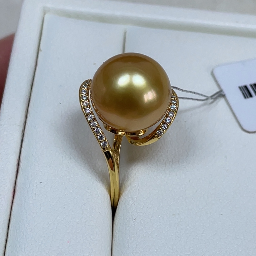 海水珍珠银S925镶嵌戒指12.3mm