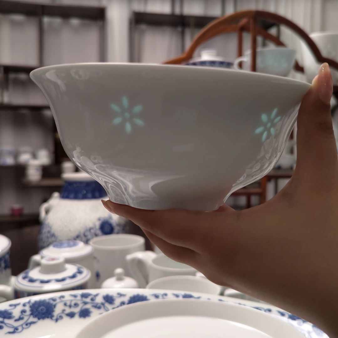 瓷碧玉花语6寸面碗两只装