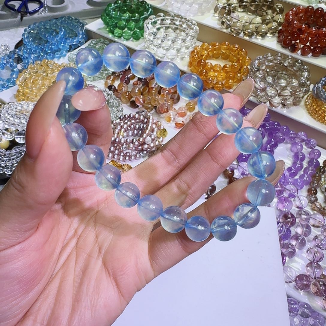 水晶手链未镶嵌梅****行海蓝宝9