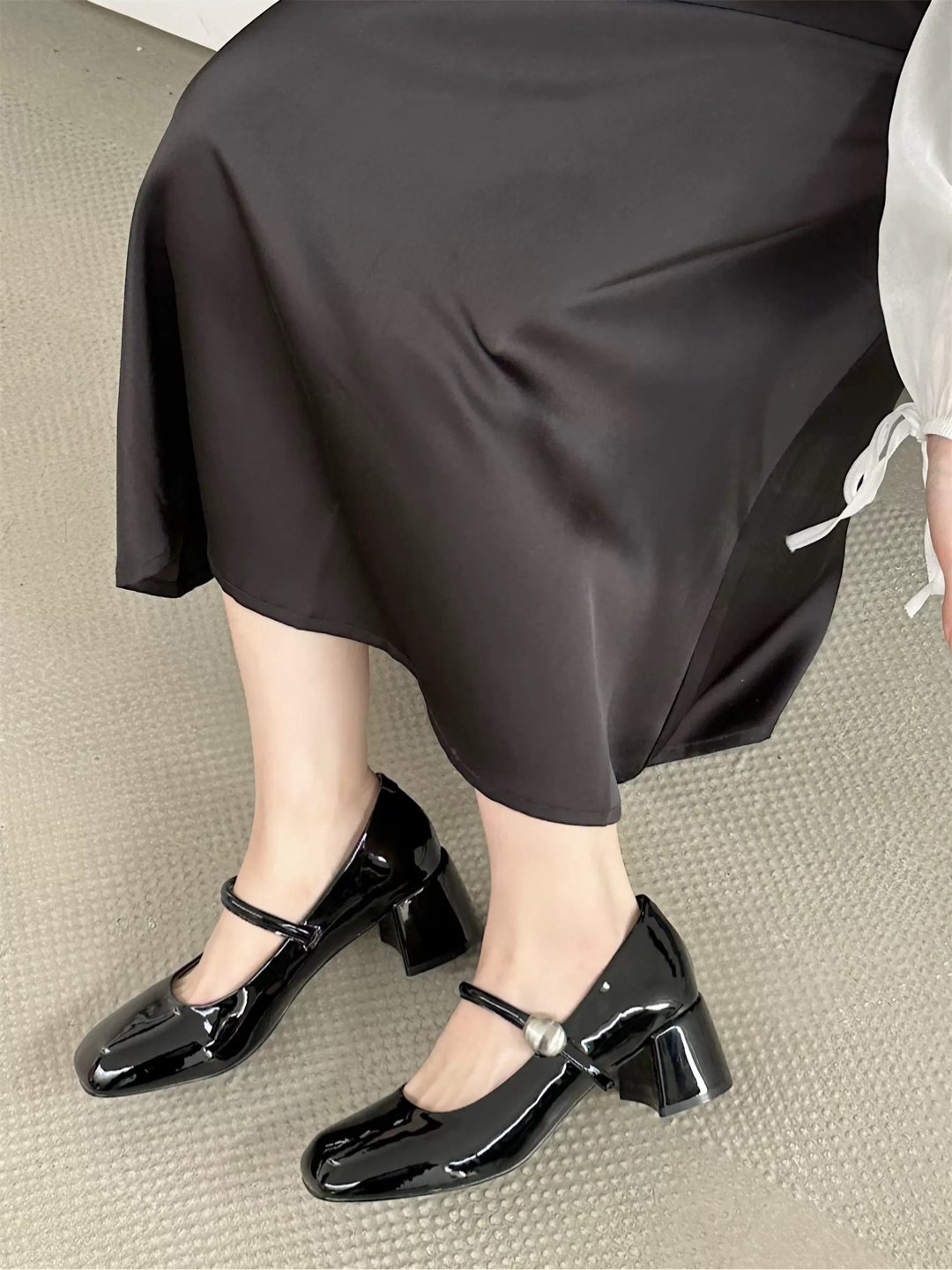 21172爱拍粗跟方头韩版浅口法式学院风单鞋高跟复古