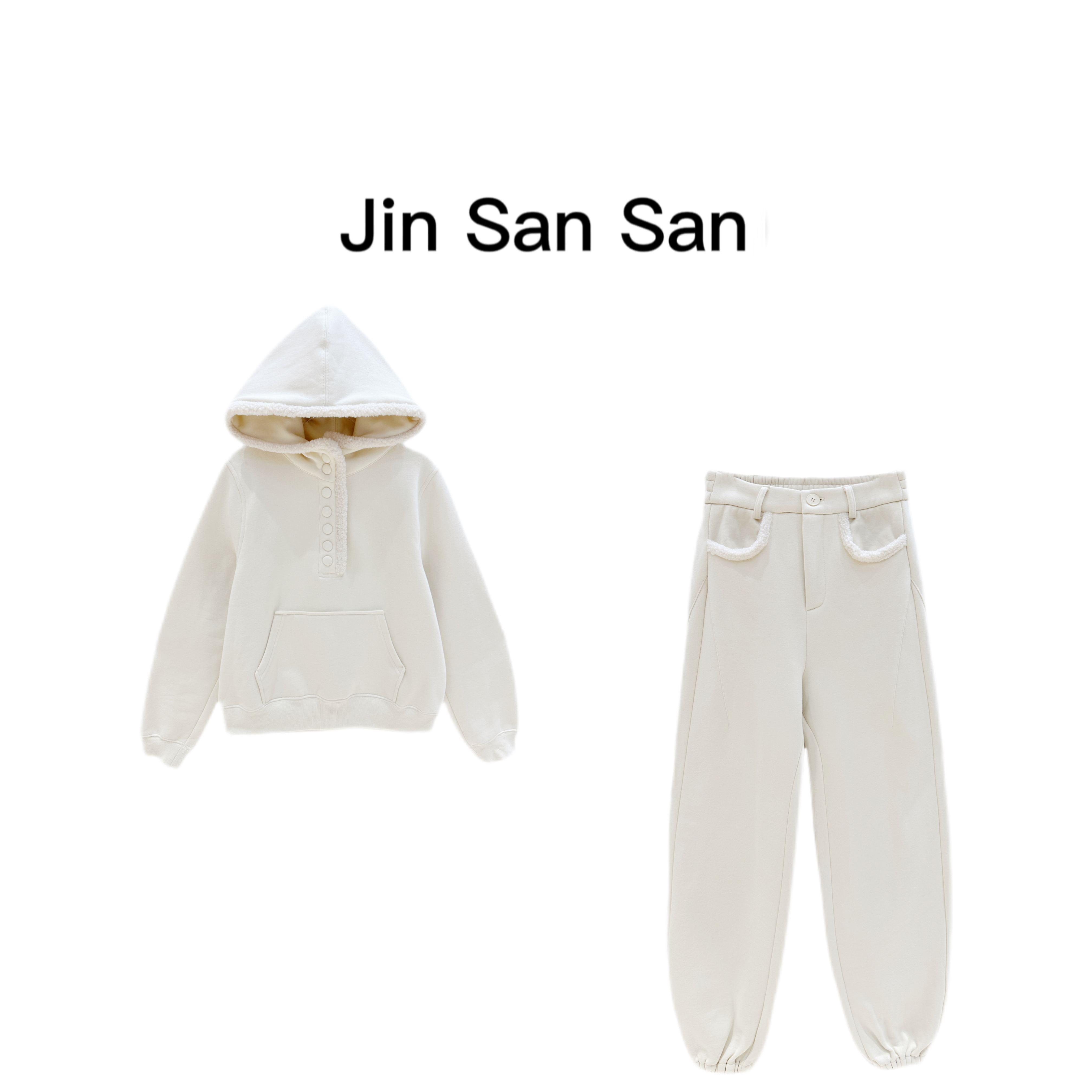 熙薇【初雪】冬季新款加绒加厚羔毛套装两件套F7248