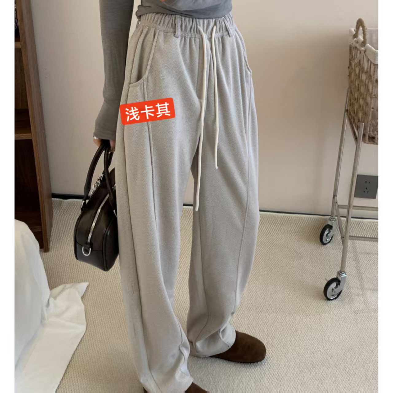 程大大甄选-「品质追求」 仿羊绒舒适加绒显瘦高腰休闲弯刀裤3629