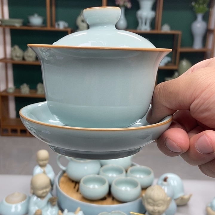 瓷馬*堂天青色张君老师瑕三才元宝