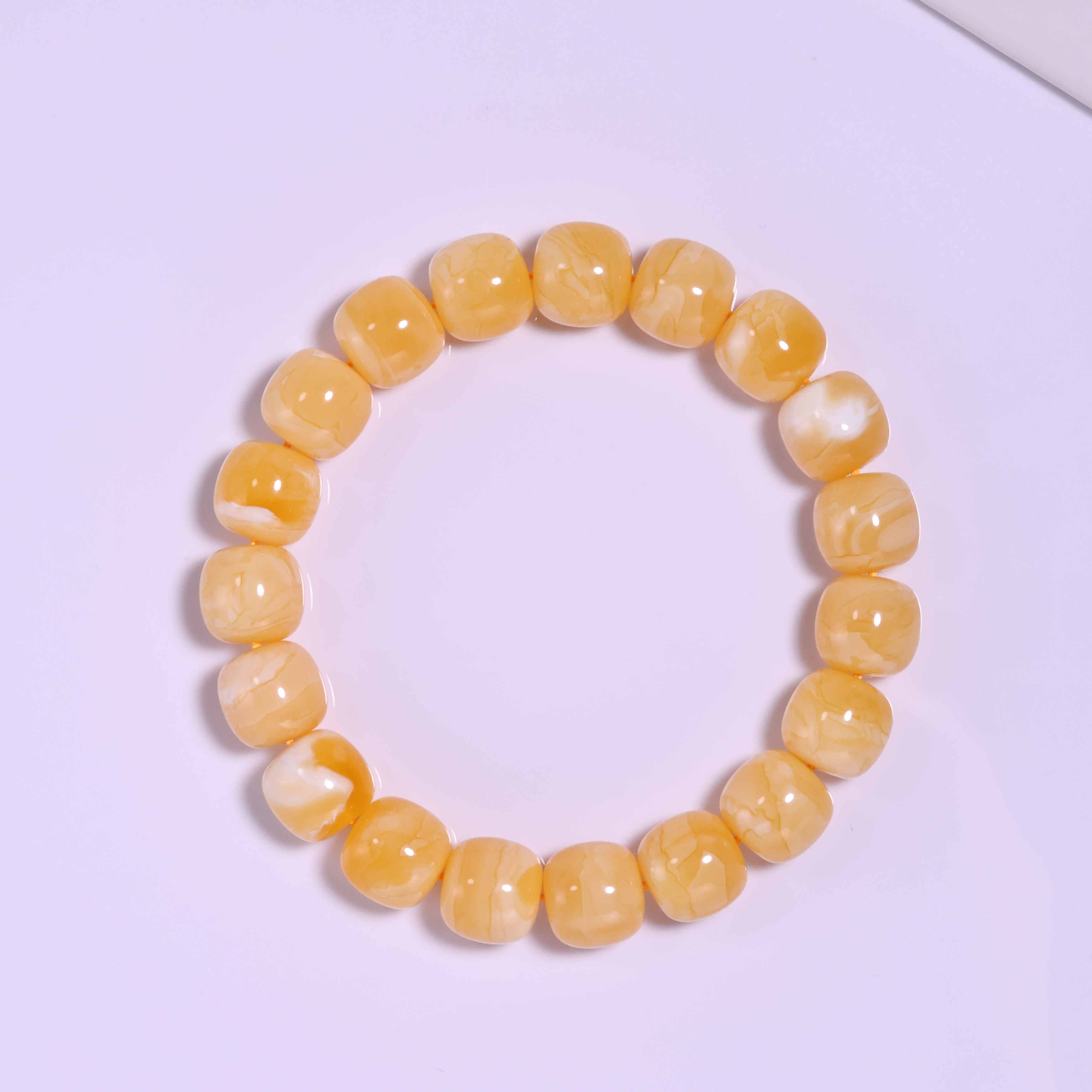 时尚精美 12m焦皮橘粉白杨枝甘露同料老型手串 轻奢文玩Q095