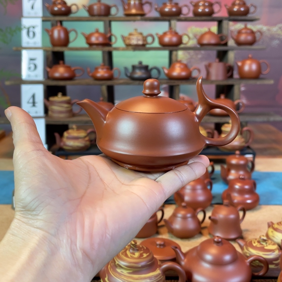 茶壶紫砂℡****~潮州手工手拉朱泥将军壶