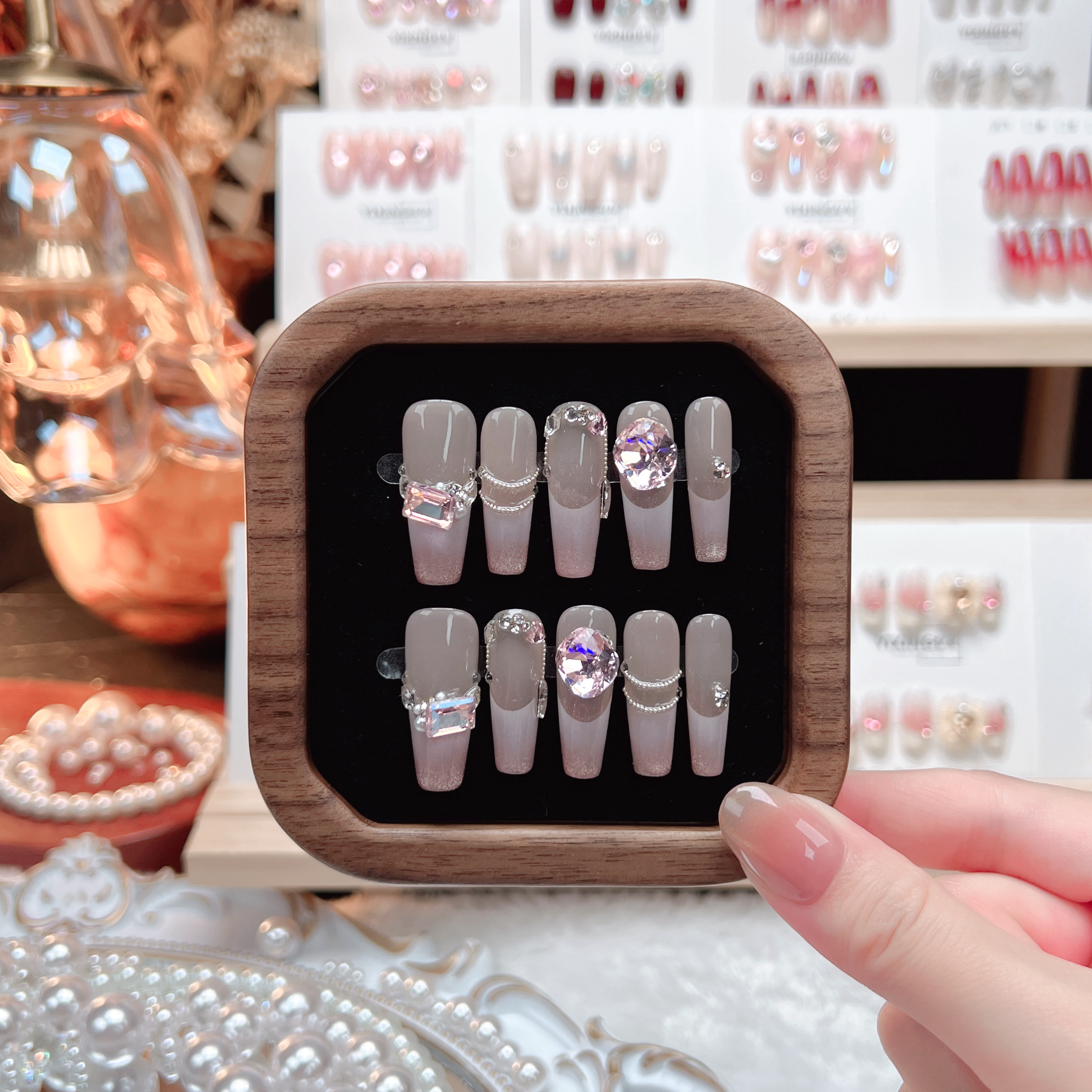 【热恋】纯手工穿戴甲高级感巨显白渐变猫眼