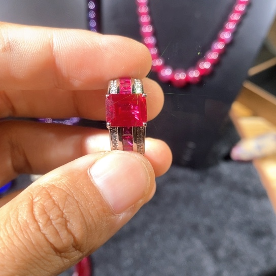 红宝石戒指银S925镶嵌