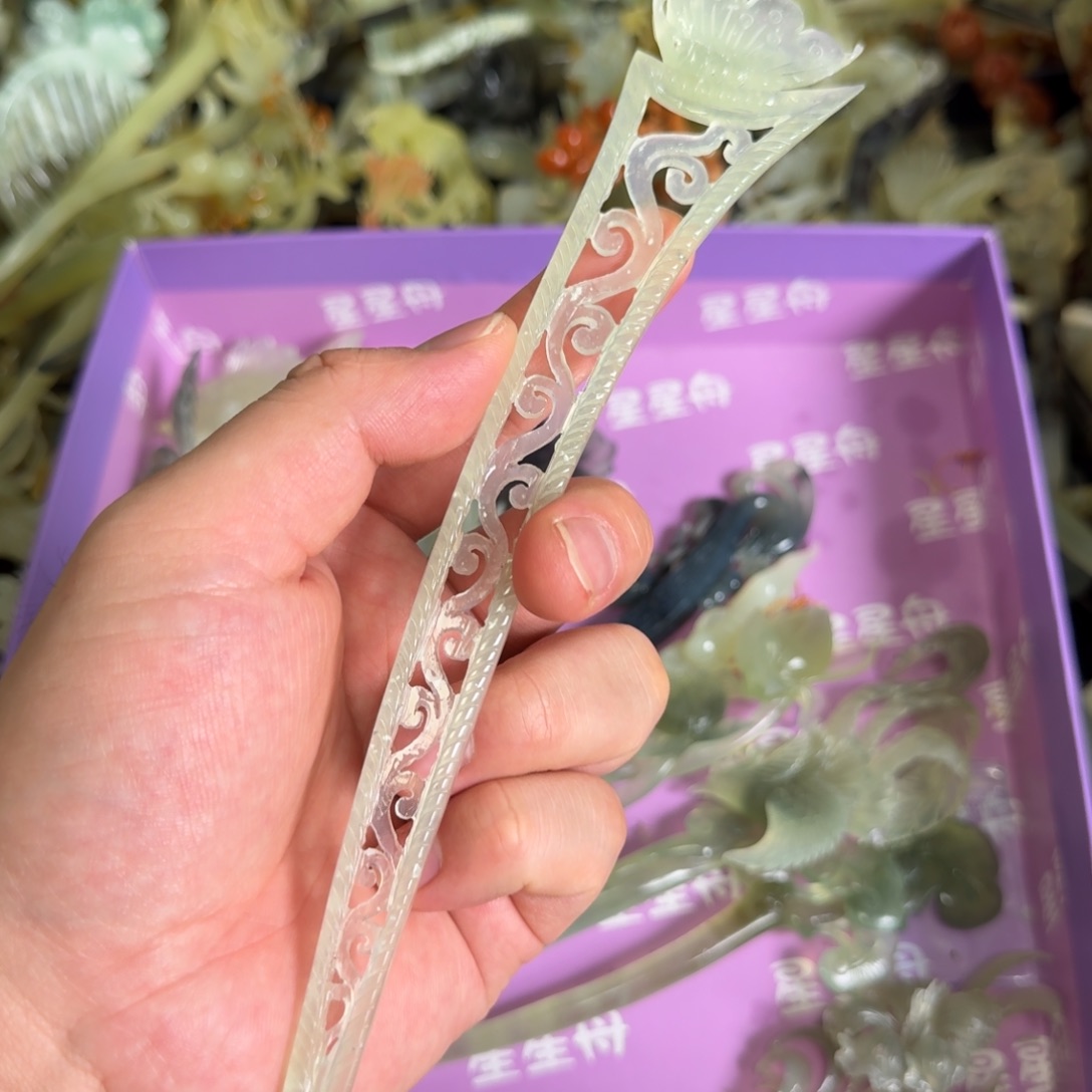 岫玉发饰未镶嵌明君玉簪就是好看