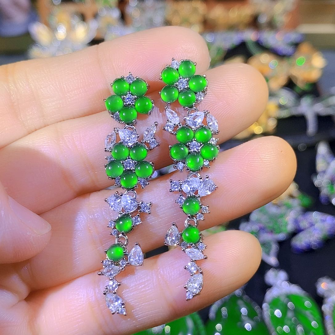 吊坠(不含链)银S925镶嵌翡翠