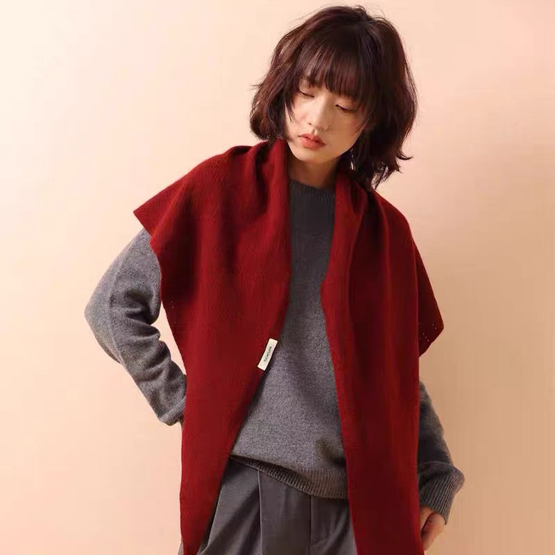 【全羊毛三角巾】出口韩国保暖时尚外搭女纯色围脖护肩颈披肩180*70