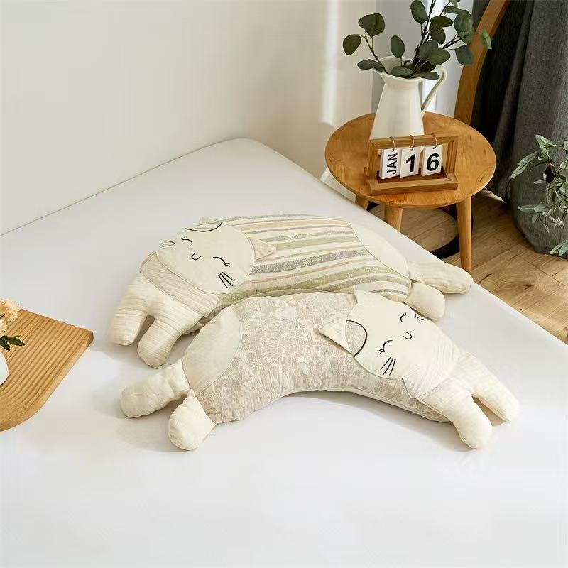 【罗布麻麻壳枕头】罗布麻/罗布壳填充/可拆卸一只彩条小猫花梦小