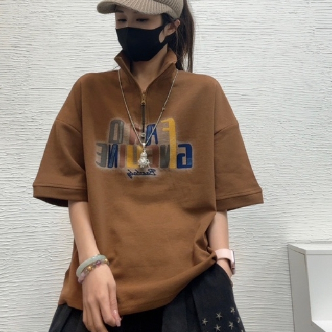 6263夏装新款宽松休闲百搭拉链上衣