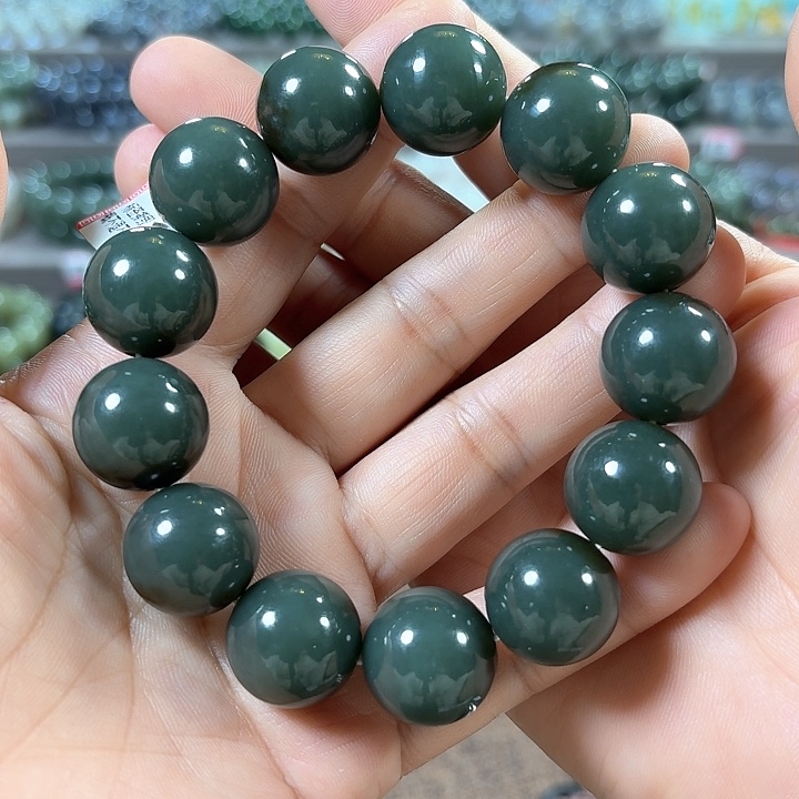 和田玉手链未镶嵌新疆且末蓝卡18