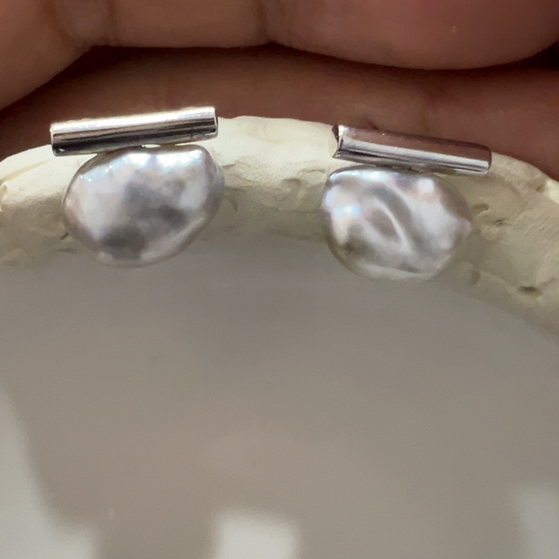 海水珍珠耳饰银S925镶嵌