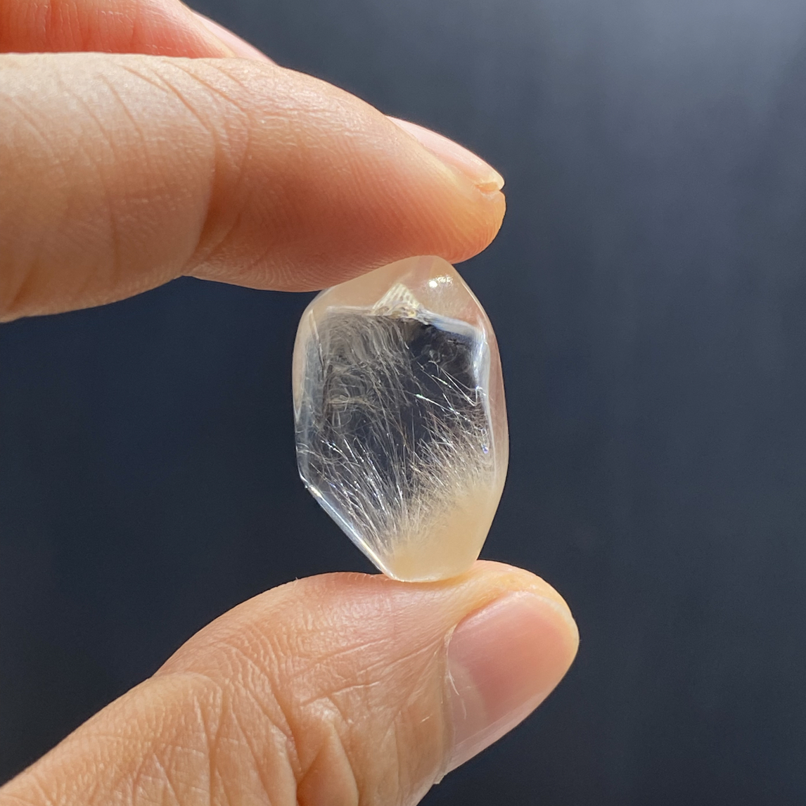 天然水晶黄兔毛随形可打孔做手串也可做吊坠23.5*14.8mm