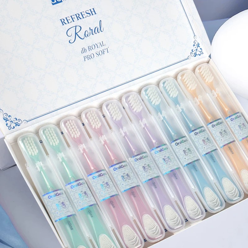 OralGos英国品牌马卡龙配色软毛两用高档牙刷洁齿护龈舌苔清洁