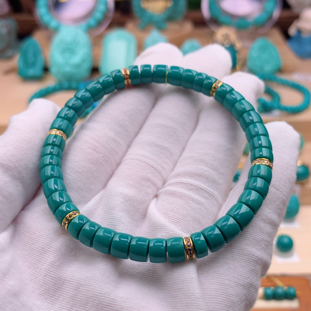 绿松石珠宝奇石18K金镶嵌