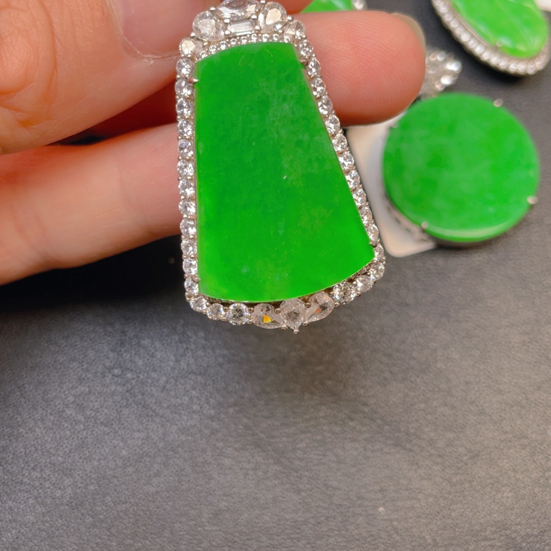 翡翠银S925镶嵌吊坠(不含链)