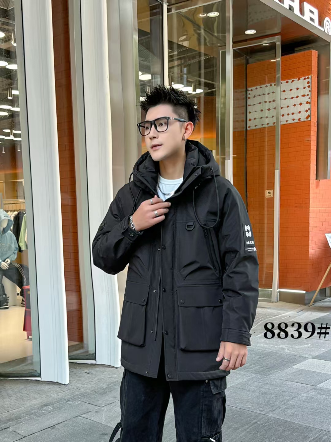 男士冬季新款中长款修身防寒保暖外套加绒加厚棉衣棉服8839