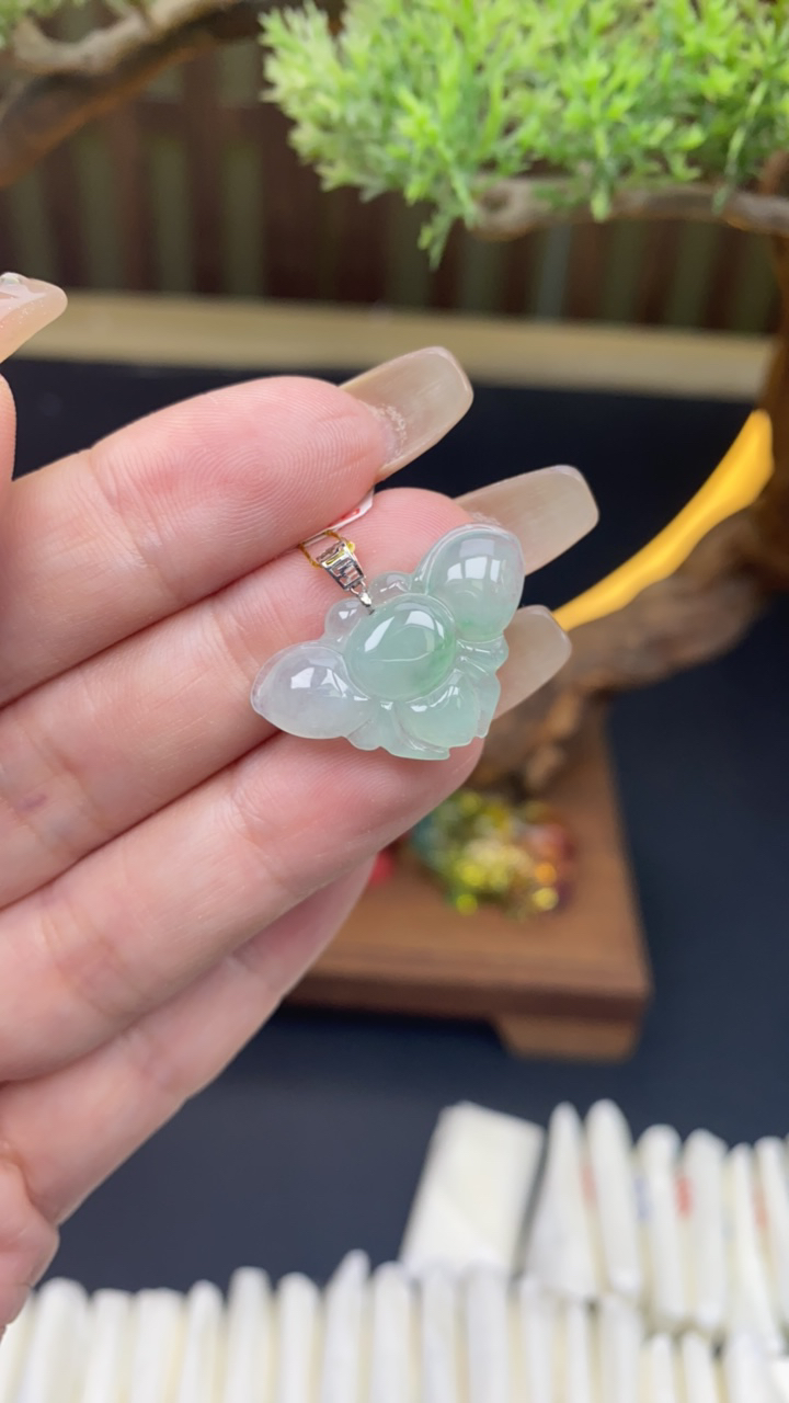 天然a货翡翠18k蝴蝶757