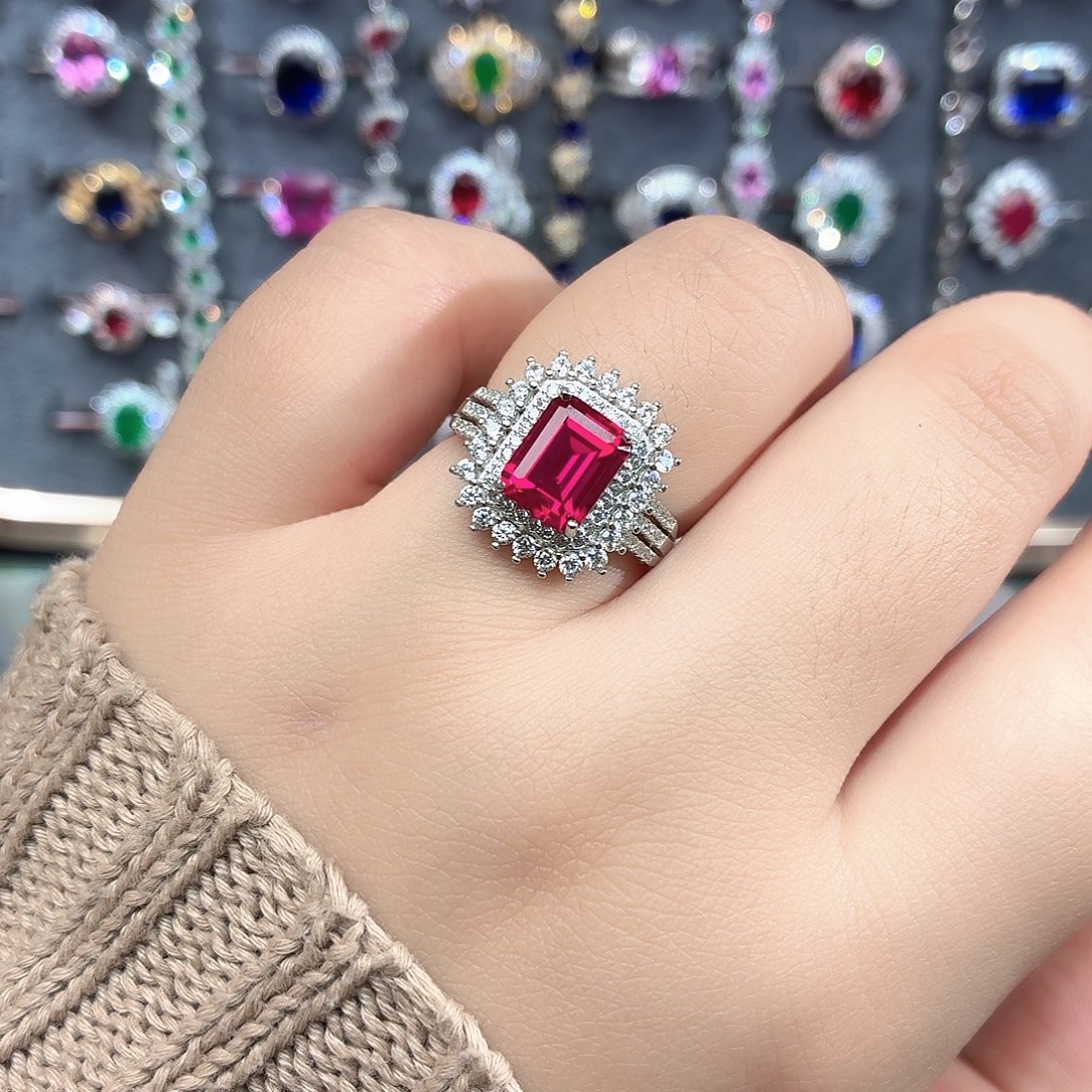 925银培育卢比来色宝石