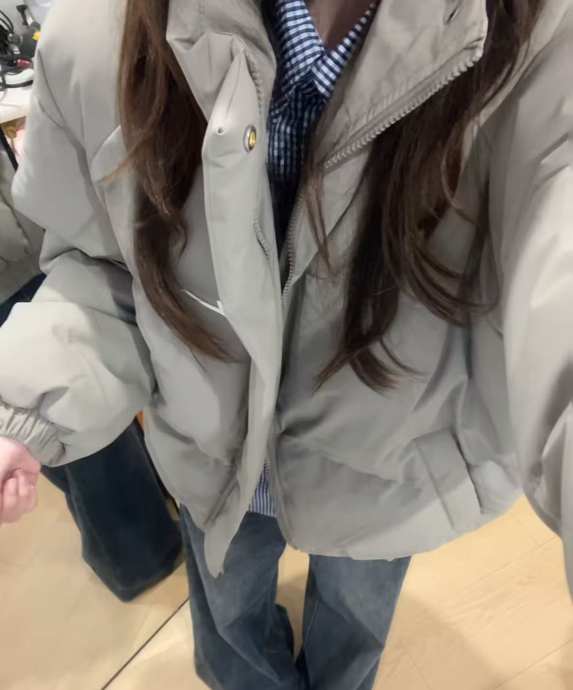 900-1000宽松型立领厚款保暖长袖棉服棉衣牛仔韩版上衣加厚