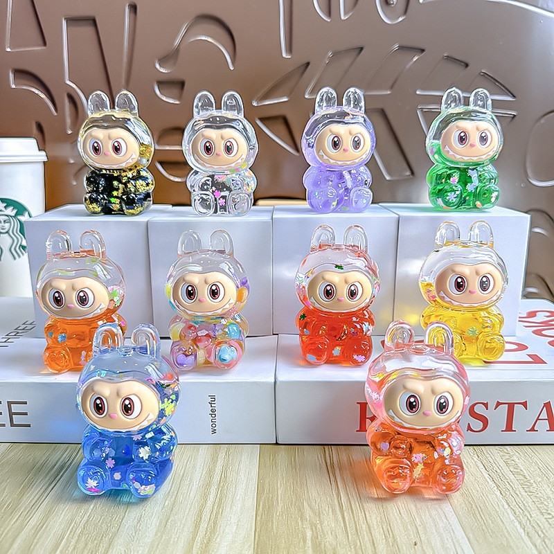 网红新款小号布布盲盒入油流沙夜光钥匙扣钥匙扣挂件流沙饰品爆款