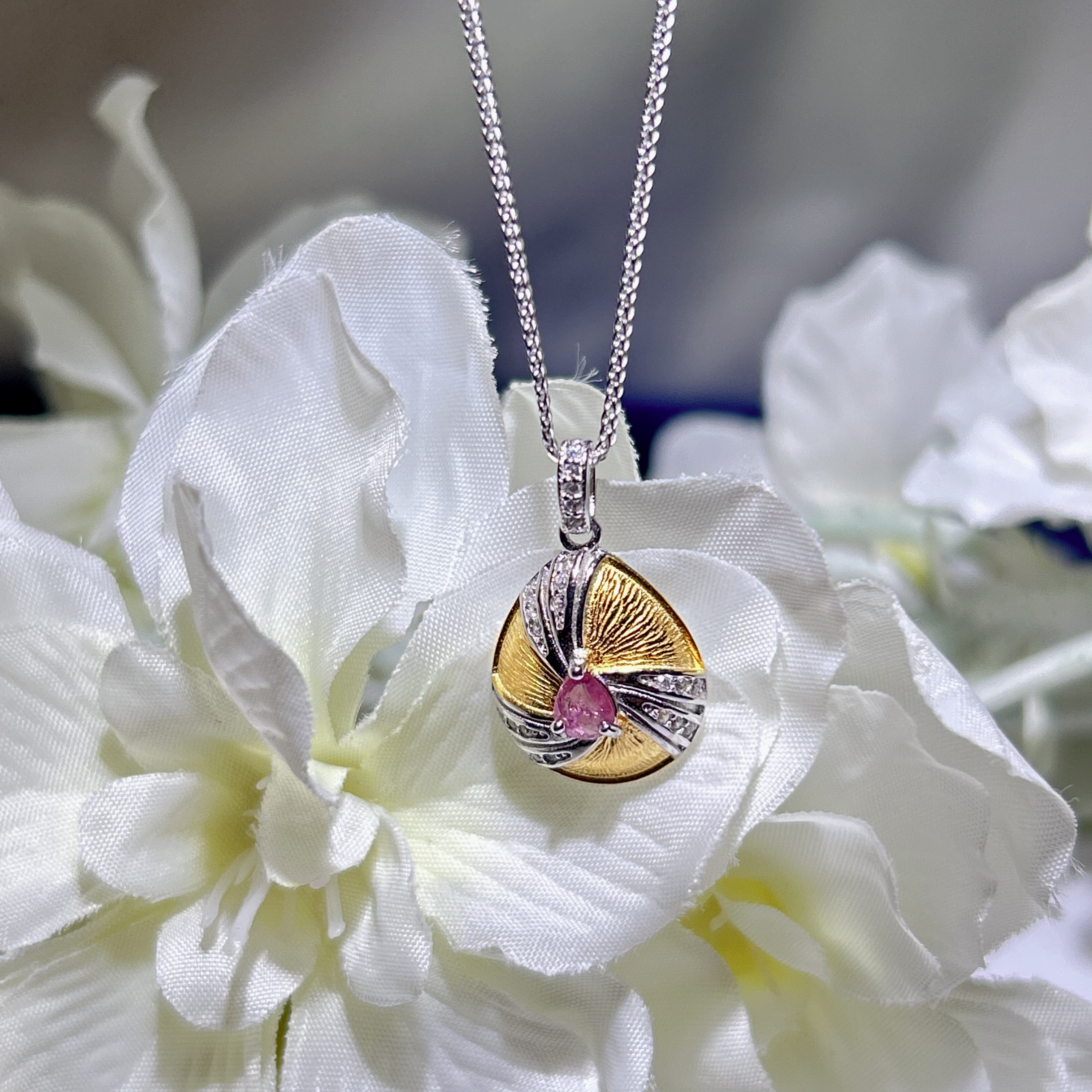 S925银粉蓝宝石吊坠含链-LBS088