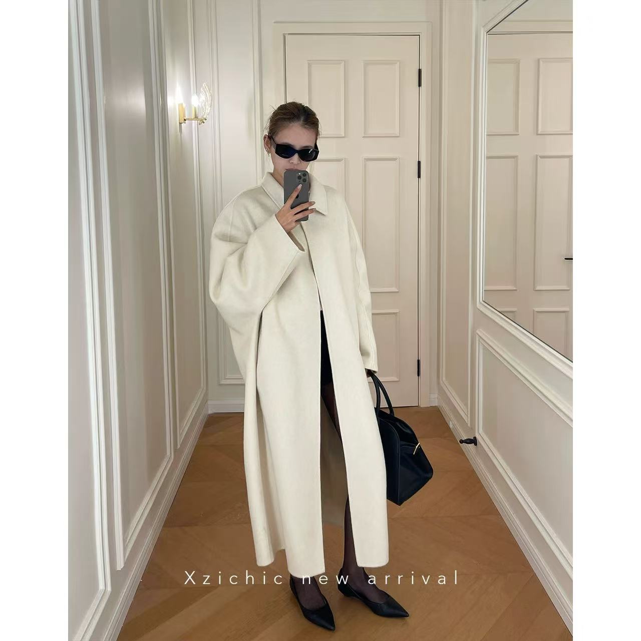 6828苏娜少女 是我爱的质感复古袖翻领双面羊毛大衣