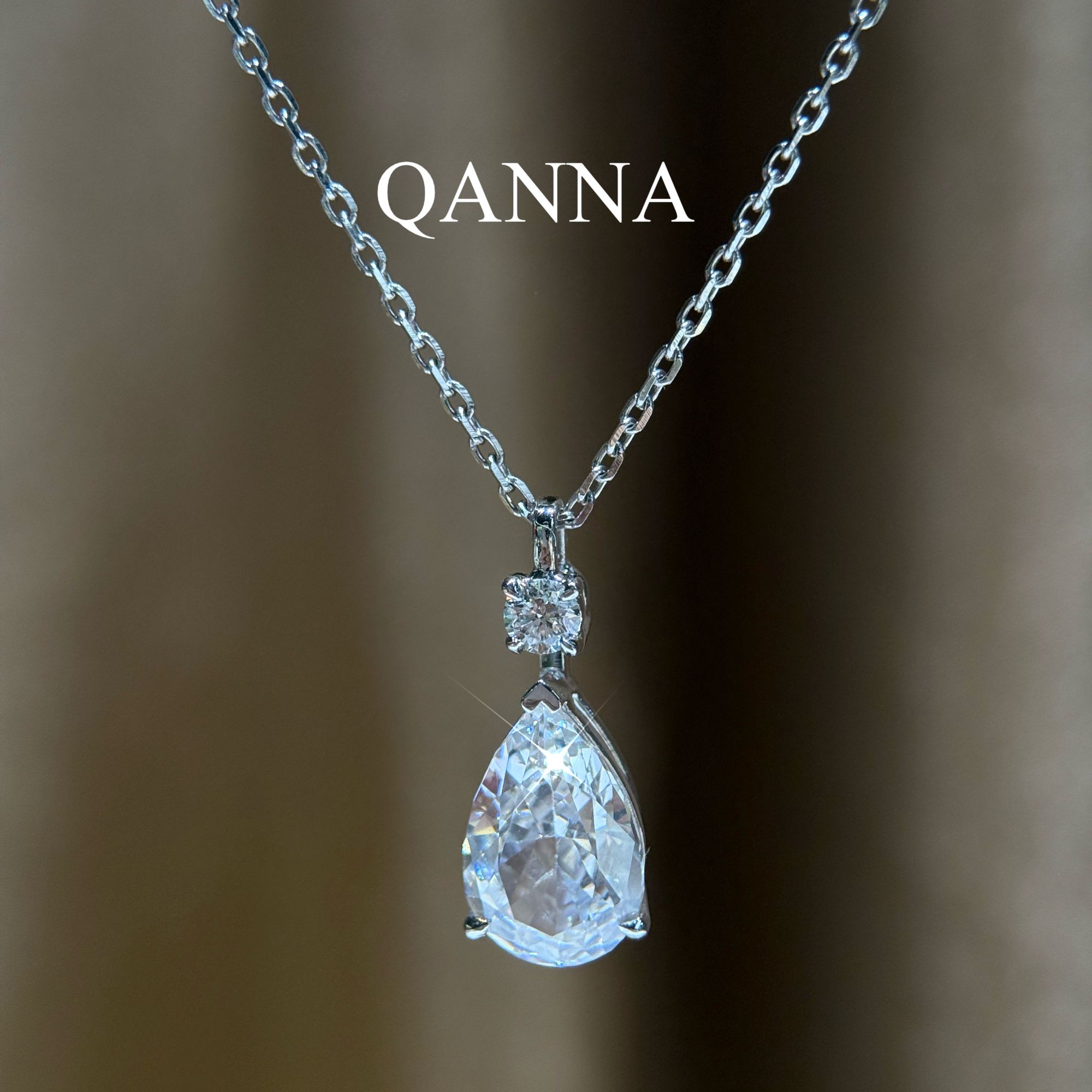 QANNA【月神之泪】【豪华白色大水滴】轻奢简约百搭钻石锁骨链项链AY
